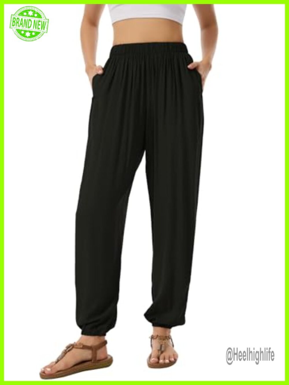 High Waist Harem Yoga Pants with Pockets Rayon Boho Lounge